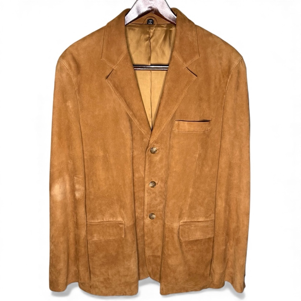 Tallia Uomo Sussex Suede Jacket Mens 40R Cognac Caramel Brown Blazer Pockets
